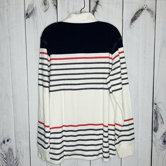 Lands' End Black and White Striped Polo Shirt - Picture 5 of 7